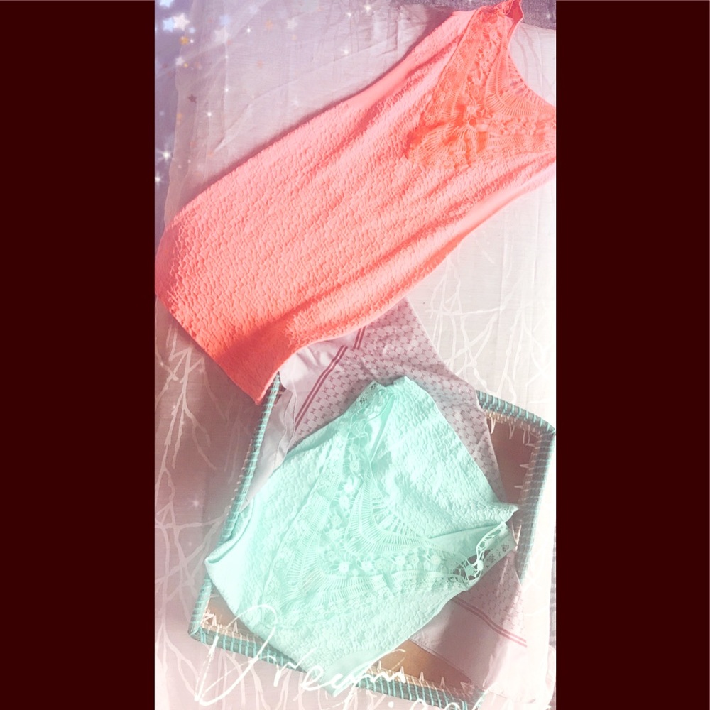 Summer Nylon and Spandex Teal & Pink Dresses 👗